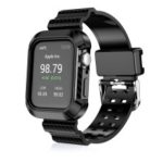 Carbon Fiber Rugged Case Wrist Strap Watch Band for Apple Watch Series 4 44mm – Black