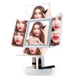 Portable LED Fourfold Makeup Mirror with 34 LED Lights,  2X/3X/5X/7X Magnifying Lighted Mirror