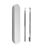 2Pcs Stainless Steel Gel Nail Polish Removal Tool Nail Pusher Dead Skin Cuticle Peeler Scraper with Stainless Steel Box