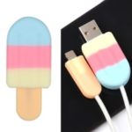 Ice Cream Silicone PC Charging Cable Protector Cables Sleeve Winder – Blue/Pink/Yellow