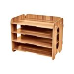 Creative 4 Layers Desktop File Organizer Wood Document Holder Letter Tray  for Office School Home Use – Brown