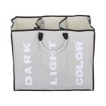 3-Section Foldable Large Laundry Basket Bag Storage Bag Organizer with Aluminum Handles – Light Grey