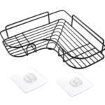 Triangular Shower Shelf Bathroom Corner Bath Storage Holder Home Organizer Rack – Black