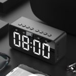 BT506 Portable Bluetooth Speaker Wireless Stereo Speaker Support TF AUX Mirror Alarm Clock for Phone Computer – Black