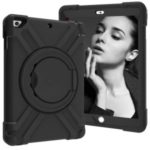 360° Swivel Kickstand PC + Silicone Hybrid Tablet Case for Apple iPad Air 2/mini (2019)/iPad 9.7-inch (2018) / iPad 9.7-inch (2017) – All Black