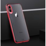 Clear Matte PC + TPU Mobile Phone Cover Case for iPhone XS / X – Red