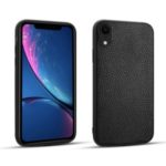Genuine Leather Litchi Texture Coated TPU Phone Cover for iPhone XR 6.1 inch – Black