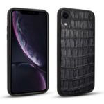 Crocodile Texture Genuine Leather Coated TPU Phone Case for iPhone XR – Black