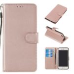 Pure Color Leather Wallet Stand Cell Phone Case Cover for iPhone 6 / 6s 4.7-inch – Rose Gold