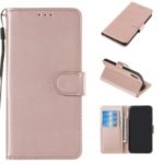 Solid Color Wallet Stand Flip Leather Cell Phone Back Case with Strap for Apple iPhone X/XS 5.8 inch – Pink