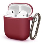 Thickened Silicone Case for Apple AirPods with Wireless Charging Case (2019) / AirPods with Charging Case (2019) (2016) – Wine Red