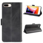 Leather+TPU Wallet Stand Mobile Phone Case Shell for iPhone 8 Plus / 7 Plus – Black