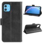 PU Leather+TPU Wallet Stand Mobile Phone Case Cover Shell for iPhone (2019) 6.1-inch – Black