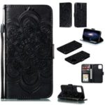 Imprinted Sun Mandala Flower Pattern Leather Wallet Phone Case for iPhone (2019) 5.8-inch – Black