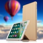 Auto-wake/sleep Tri-fold Stand PU Leather Tablet Shell for iPad 9.7-inch (2018)/(2017) – Gold