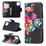 Pattern Printing PU Leather Wallet Stand Phone Cover for iPhone XS 5.8 inch – Flamingos and Flowers