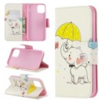 Pattern Printing PU Leather Wallet Stand Phone Cover for iPhone XS 5.8 inch – Elephant and Umbrella