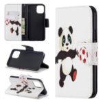 Pattern Printing PU Leather Wallet Stand Phone Cover for iPhone XS 5.8 inch – Panda Playing Football