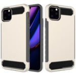 Shield Series Carbon Fiber Texture Anti-fall Soft TPU + PC Hybrid Case for iPhone (2019) 5.8-inch – Dark Grey/Gold