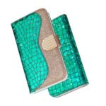 Crocodile Texture Glitter Powder Leather Splice Wallet Stand Phone Case for iPhone XS Max 6.5 inch – Green