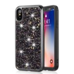 Glittering Sequins Detachable 2-in-1 Electroplating PC+ Flexi TPU Hybrid Back Case for iPhone XS Max 6.5 inch – Black