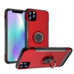ANGIBABE Detachable Carbon Fiber Texture 360° Rotation Kickstand TPU+PC Hybrid Phone Case for iPhone (2019) 6.5-inch – Red