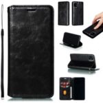 Crazy Horse Texture Strong Magnetic Leather Wallet Phone Cover Case for Apple iPhone (2019) 6.1-inch – Black