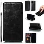 For Apple iPhone (2019) 5.8-inch Creazy Horse Texture Strong Magnetic Leather Wallet Phone Case – Black