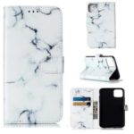 Pattern Printing PU Leather Wallet Stand Phone Shell for iPhone (2019) 6.5-inch – Marble Grain