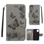 Imprint Butterfly Flower Leather Wallet Case for iPhone (2019) 5.8-inch – Grey