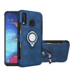 Geometric Pattern TPU PC Hybrid Case with Magnetic Car Mount Ring Holder for Samsung Galaxy A20e – Dark Blue