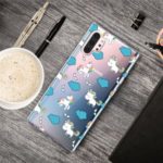Pattern Printing Clear TPU Cell Phone Case Cover for Samsung Galaxy Note 10 Pro – Unicorn and Clouds