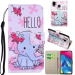 Pattern Printing Leather Wallet Case for Samsung Galaxy A20/A30 – Elephant