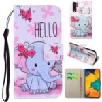 Pattern Printing Leather Wallet Case for Samsung Galaxy A50 – Elephant