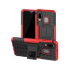 Anti-slip PC + TPU Hybrid Case with Kickstand for Samsung Galaxy A20e – Red