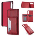 PU Leather + PC Card Holder Kickstand Phone Case for Samsung Galaxy A70 – Red