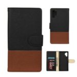 Color-block Cross Texture PU Leather Wallet Stand Casing for Samsung Galaxy Note 10 Pro – Black