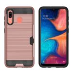 Card Holder Brushed PC + TPU Combo Cell Phone Cover for Samsung Galaxy A30 / A20 – Rose Gold