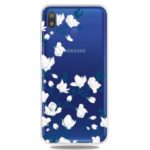 Pattern Printing Extremely Clear TPU Phone Case Cover for Samsung Galaxy A30/A20 – White Flowers