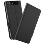 Magnetic Adsorption Card Holder TPU + PU Flip Stand  Phone Case for Samsung Galaxy A80 / A90 – Black
