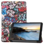 Pattern Printing Tri-fold Stand Leather Tablet Case for Samsung Galaxy Tab A 8.0 (2019) SM-T290/SM-T295 – Cartoon Graffiti