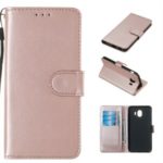 Glossy Nappa Texture Stand Wallet Leather Protective Phone Case for Samsung Galaxy J4 (2018) – Rose Gold