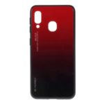 Gradient Color Glass + PC + TPU Hybrid Case for Samsung Galaxy A20e – Red