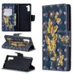 Light Spot Decor Patterned Leather Wallet Casing for Samsung Galaxy Note 10 – Golden Butterfly