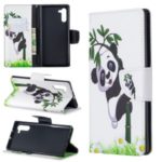 Pattern Printing Leather Wallet Phone Shell for Samsung Galaxy Note 10 – Panda Climbing Tree