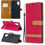 Assorted Color Jeans Cloth Wallet Leather Shell for Samsung Galaxy Note 10 Pro – Red