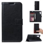 Crazy Horse PU Leather Mobile Phone Case with Stand for Samsung Galaxy Note 10 – Black