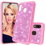 Shiny Glittery PC Back + TPU Frame Phone Shell for Samsung Galaxy A20 / Galaxy A30 – Pink