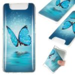 Noctilucent Patterned IMD TPU Mobile Phone Case Cover for Samsung Galaxy A80/A90 – Blue Flower