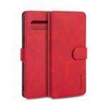DG.MING Retro Style Leather Wallet Stand Shell Covering Case for Samsung Galaxy S10 5G – Red